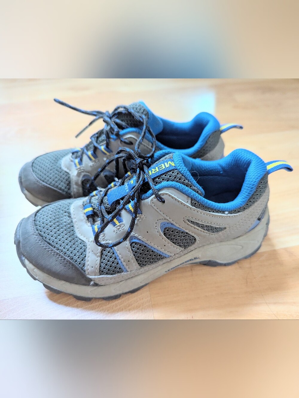 Merrell Kids Hiking Shoes Sz 13.5 Waterproof Gray Blue Boys Toddler Sneakers